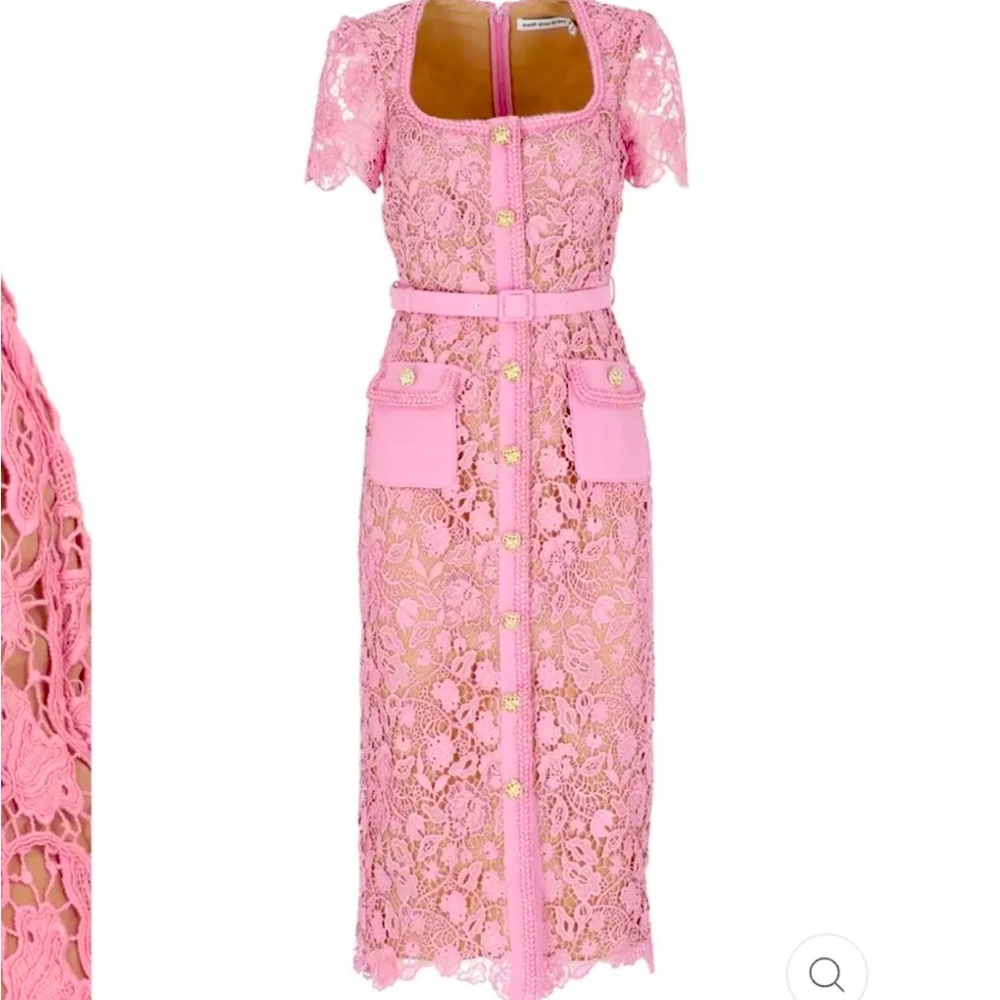 Self Portrait Pink Lace Midi dress NWOT